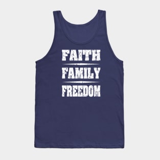 Faith Family Freedom distressed White Tank Top